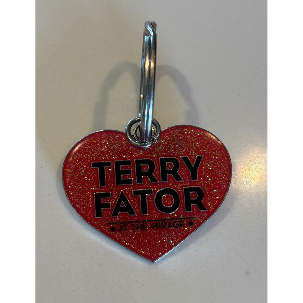 Terry Fator At The Mirage Keychain Las Vegas Heart Red Charm Glitter 1 3/4"